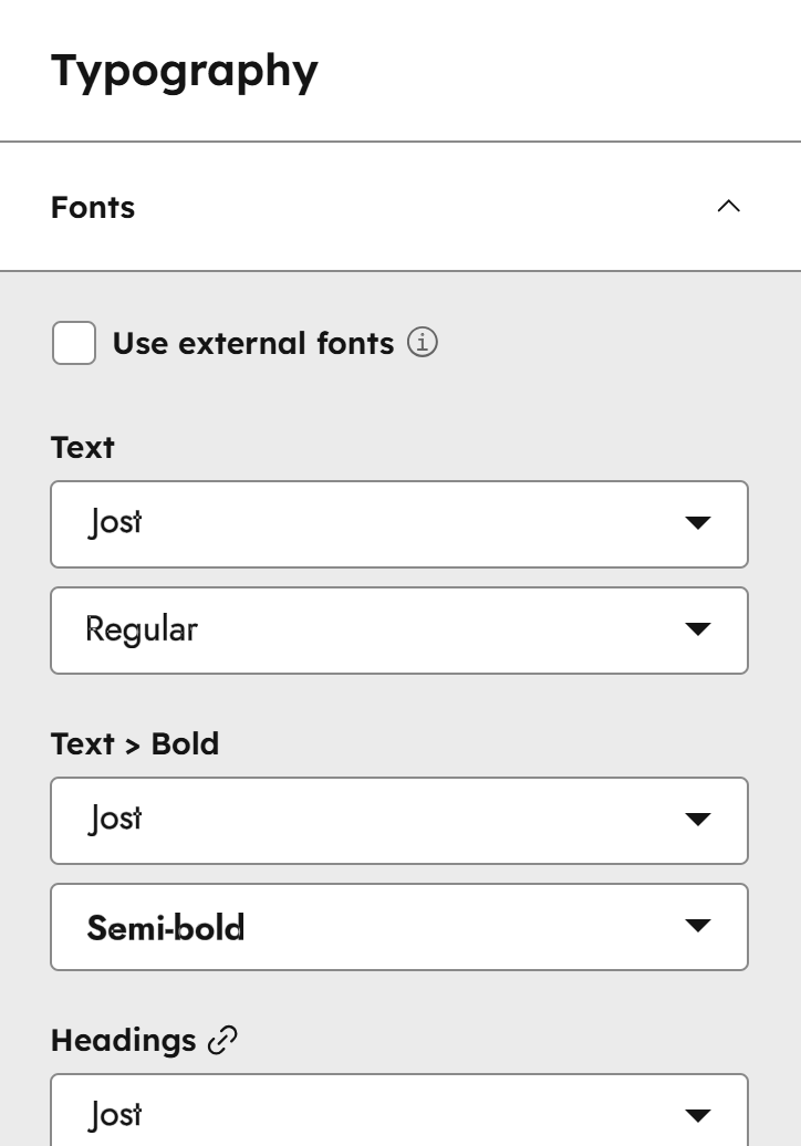 Act3 Theme Settings Typography Fonts